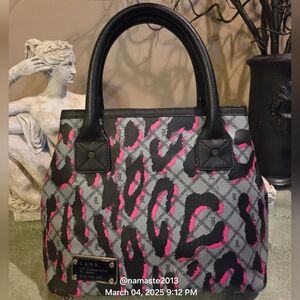 L.A.M.B. Gwen Stephani Leopard Print Satchel Pink Grey Designer Celebrity #96